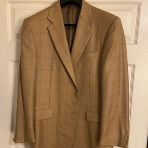 Hickey Freeman Brown Plaid Sport Coat. Mens 42R.